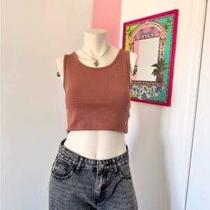 Roxy Terracotta Colour Cropped Cross Back Tank Top